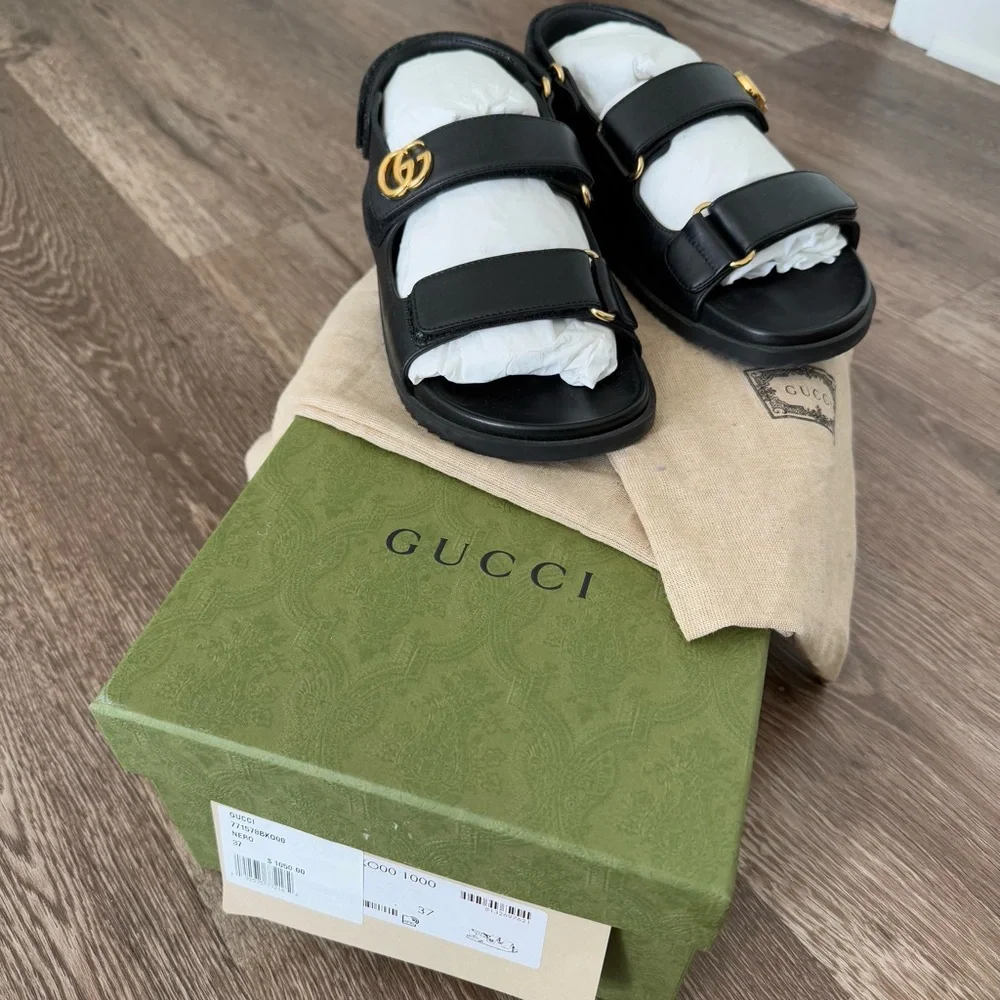 Gucci Double G Sandals in Nero Black - Picture 6 of 11